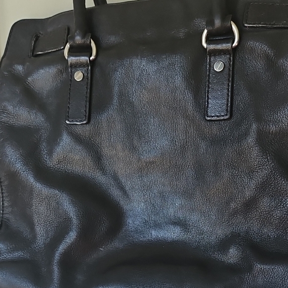 Michael Kors Black Leather Shoulder Bag with Silver Accents - Picture 5 of 7
